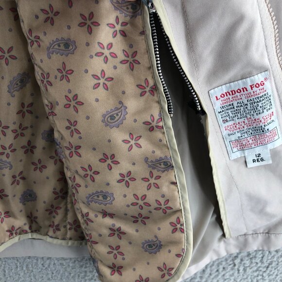 London Fog Coat Womens 12 Ivory Weathergear Zip Up Insulated Outerwear Pleated* - Picture 11 of 15